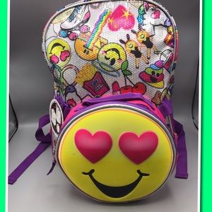 Fun Happy Face Emoji 2 Backpack with lunch bag